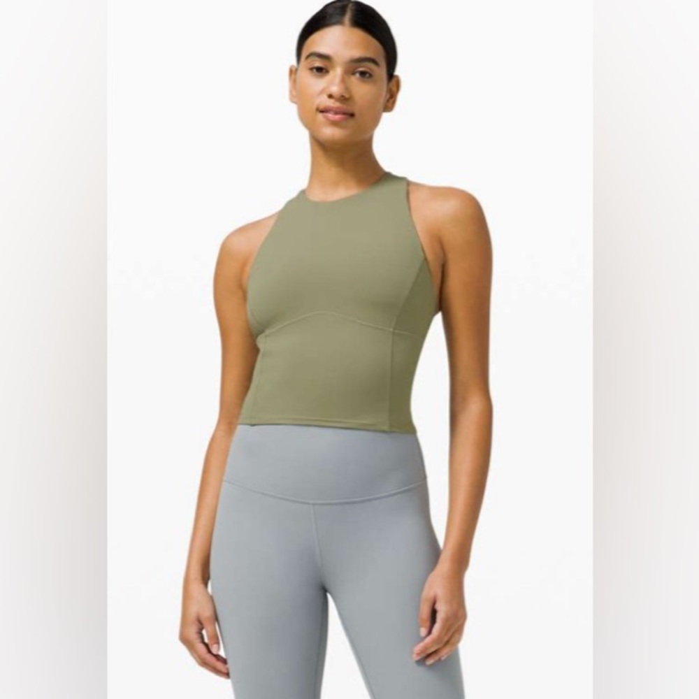 Lululemon Key to Balance Tank Nulu™ Size 6 cropped tank top Rosemary Green